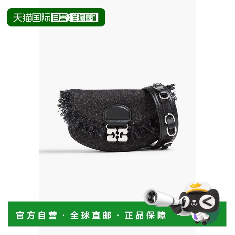香港直邮GANNI 甘尼 女士 Apo-G 流苏牛仔布肩包 A69115924099BLA