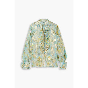 香港直邮Etro 女士 Barbara 荷叶边金属感花朵提花真丝雪 艾特罗