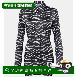 香港直邮The 女士 1h可退 Attico 舒适 斑马纹缎面衬衫 black黑色