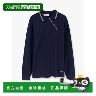 香港直邮Miu 棉质不对称金属色拉链Polo衫 Miu 女士 缪缪 1h可退