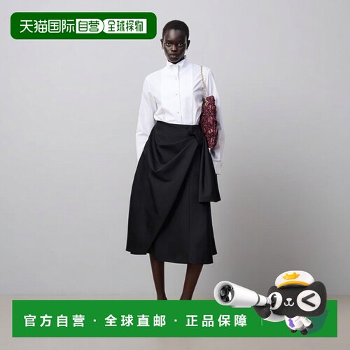 自营欧洲直邮Dior迪奥 女士白色棉质饰片领结衬衫