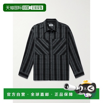 1h可退 香港直邮AGOLDE 男士 Brennan 条纹磨毛棉混纺斜纹布衬衫