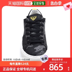 香港直邮ARMANI JEANS 阿玛尼牛仔 黑黄色拼接印花男士帆布鞋 935