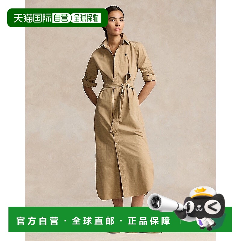 自营欧洲直邮RalphLauren拉夫劳伦 Polo配腰带棉质中长衬衫连衣裙