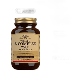 欧洲直邮Solgar维生素b50烟酰胺b12甲钴胺叶酸熬夜减压b族100粒