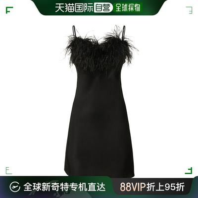 香港直邮SLEEPER 女士 Boheme羽毛装饰绸缎迷你连衣裙