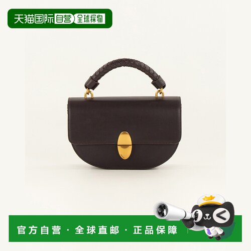自营欧洲直邮Sessun思溯 Round tesoro女士深咖色皮革半月包女包