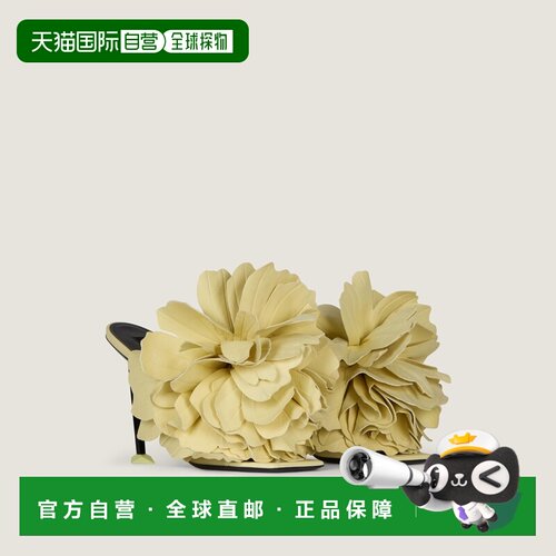 自营欧洲直邮Givenchy纪梵希 Boudoir女士淡黄色皮革玫瑰花瓣高跟
