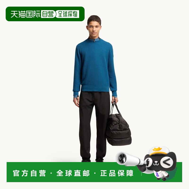 自营欧洲直邮Moncler盟可睐 男士墨蓝色棉质长袖针织套头毛衣
