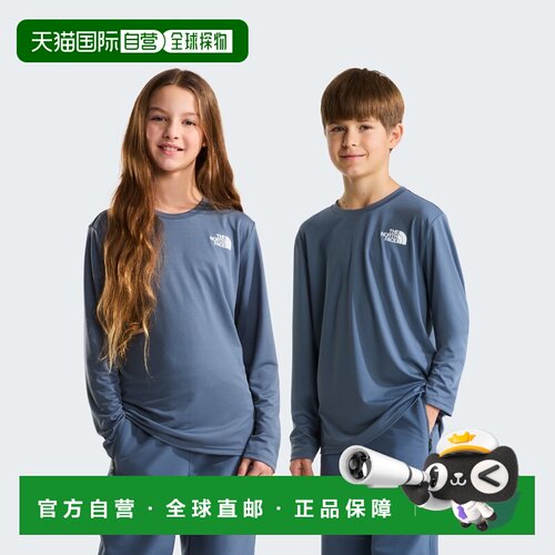欧洲直邮The North Face北面 24/7男孩钢蓝色再生聚酯纤维长袖T恤
