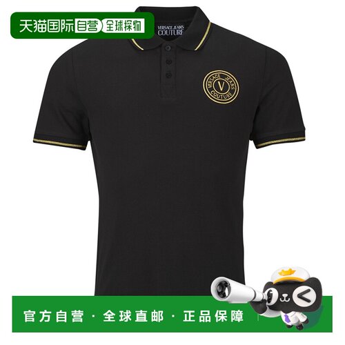 欧洲直邮Versace Jeans Couture衣服男短袖POLO衫黑色80GAGT03