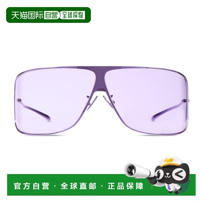 自营欧洲直邮GUCCI古驰 紫色金属框面罩式太阳镜男女同款眼镜
