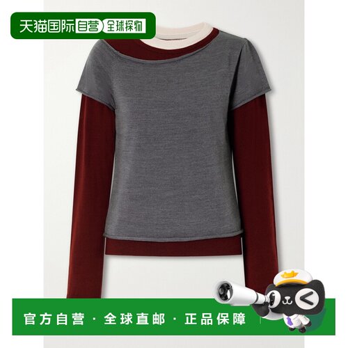 1h可退 美国直邮Staud 女士 Sera 层叠感羊毛混纺毛衣 R26F3143RM