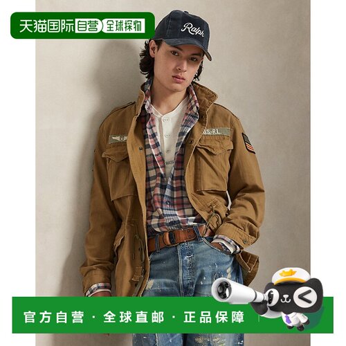 自营欧洲直邮Ralph Lauren拉夫劳伦 男士沙丘色棉质工装夹克