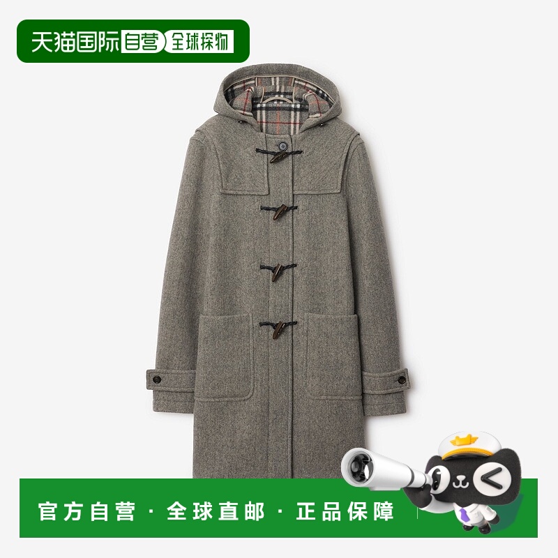 自营欧洲直邮Burberry博柏利 女士石灰岩色羊毛马术骑士徽标大衣