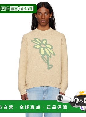 香港直邮MAISON KITSUNE 男士 米色 Abstract Daisy Intarsia 针