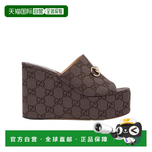 1h可退 香港直邮Gucci GG 马衔扣坡跟凉鞋 8163289SF10厚底