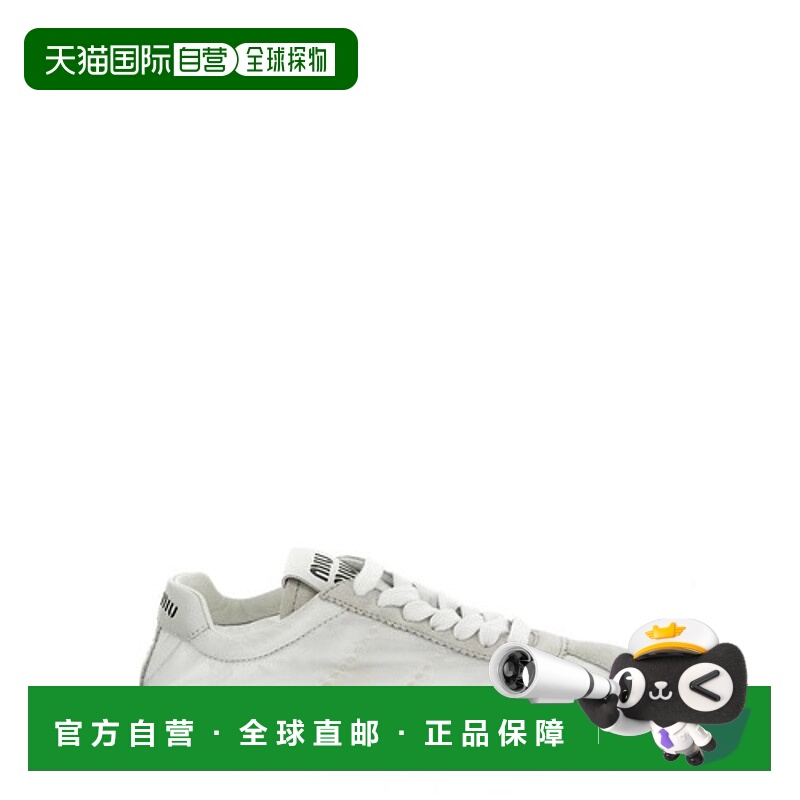 香港直邮Miu Miu 缪缪 女士 白色布织绒面革运动鞋 5E114EFD005D7