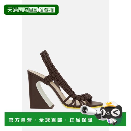 香港直邮Fendi 芬迪 女士 FENDI ARC 棕色皮质凉鞋 8X8917AWL0