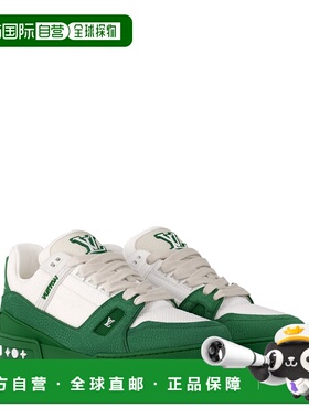 自营欧洲直邮LV路易威登 男士绿色皮革复古篮球运动鞋