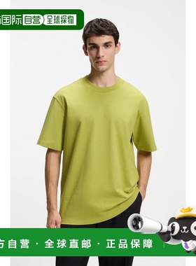 自营欧洲直邮Hugo Boss 男士灰绿色棉logo标识短袖T恤