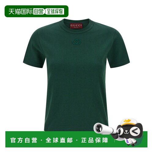 香港直邮GUCCI 女士T恤 850954XJHJR3348 AW2025 绿色 短袖T恤