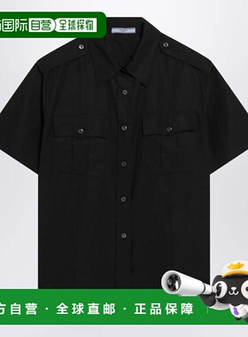 香港直邮Prada 普拉达 女士 黑色府绸短袖衬衫 P411JOOO1XV2F0002