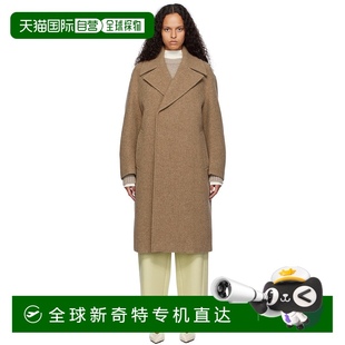 香港直邮AURALEE A24AC05SB羊毛呢大衣 女士 棕色双排扣大衣