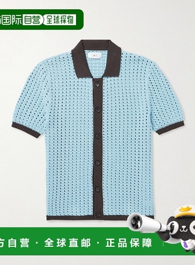 香港直邮Mr P. 男士 钩花有机棉衬衫 MPK251038BLUEW4PROCIDAC