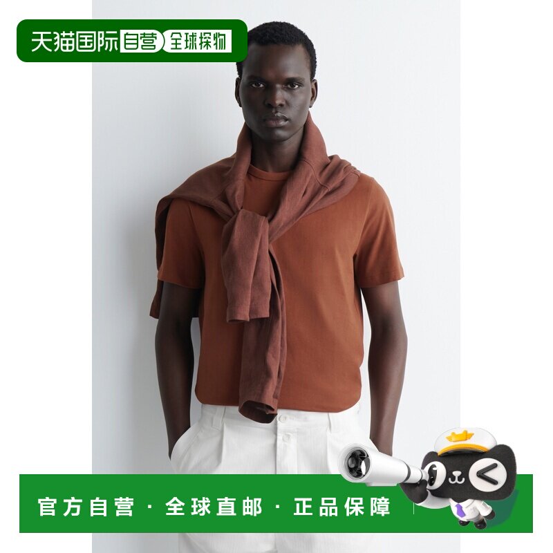 自营欧洲直邮COS 男士赤陶色棉质拉绒T恤上衣男装图片