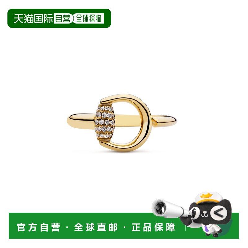 自营欧洲直邮GUCCI古驰 Horsebit 18K黄金钻石开口戒指男女通用