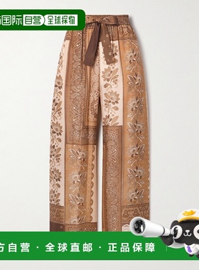 1h可退 香港直邮ZIMMERMANN 女士 Lucky 印花真丝阔腿裤 3590PSS2