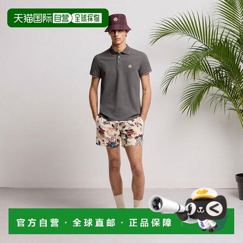 自营欧洲直邮Moncler盟可睐 男士深灰色棉质Pique Polo衫