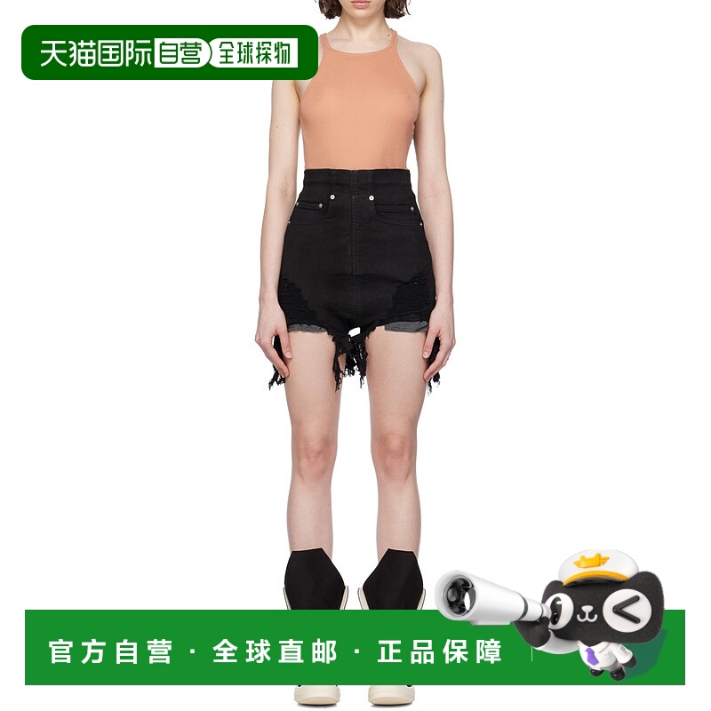 香港直邮Rick Owens Drkshdw 毛边细节牛仔短裤 DS01D1313SBBFR