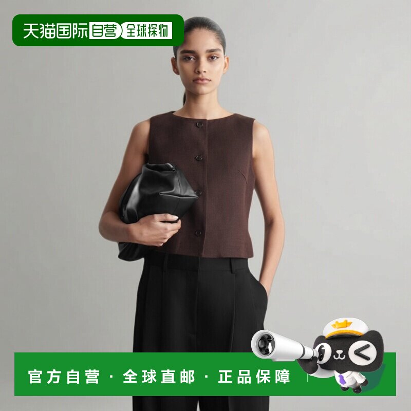 自营欧洲直邮COS 女士棕色粘胶纤维裁缝马甲女装背心图片