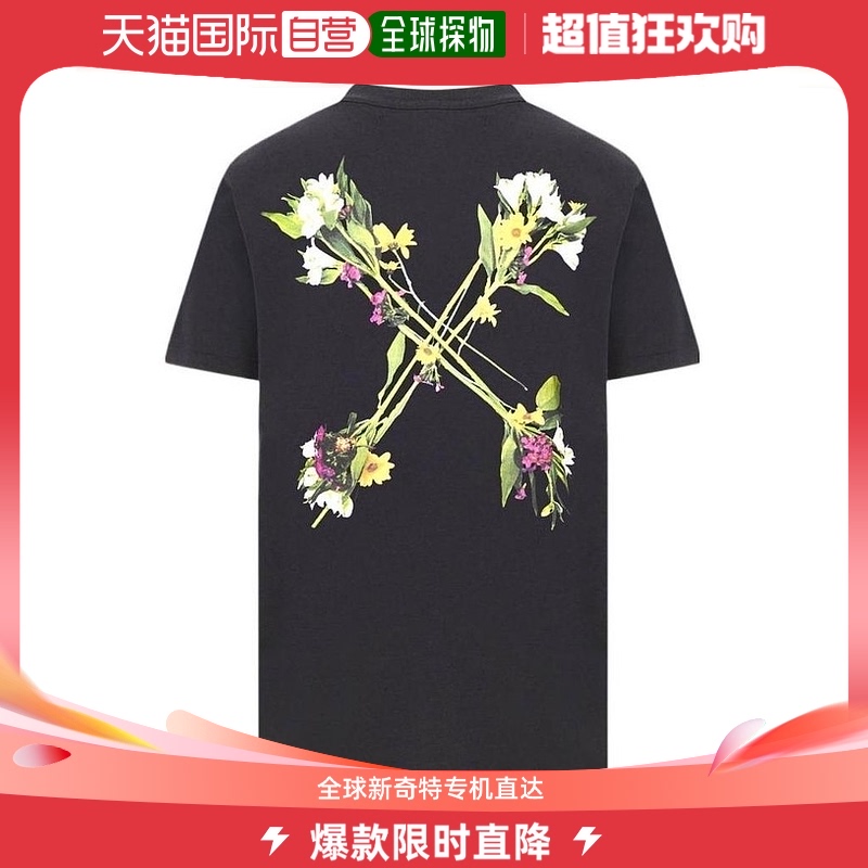 香港直邮Off-White黑色花卉徽标T恤 OWAA049E20JER009