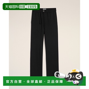 自营欧洲直邮AMI 黑色直筒羊毛松紧腰长裤