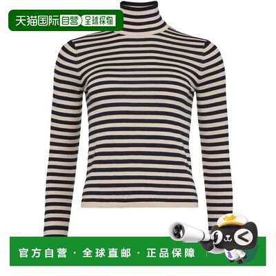 自营欧洲直邮MAXMARA麦丝玛拉 Patroni女士沙色羊绒条纹印花高领