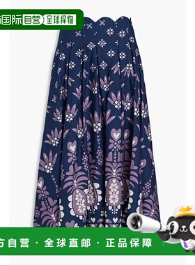 1h可退 香港直邮FARM RIO 女士 褶裥印花棉质府绸中长半身裙 3195