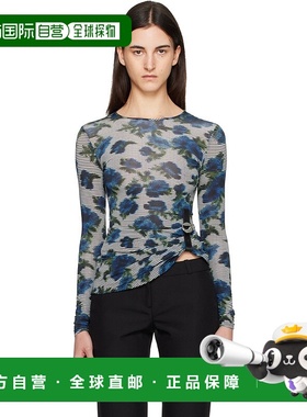 1h可退 香港直邮Coperni 女士 蓝色 & 白色 Suspended ASCII T 恤