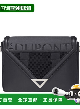 自营欧洲直邮Dupont defi explorer男士黑色皮革翻盖邮差包斜挎包