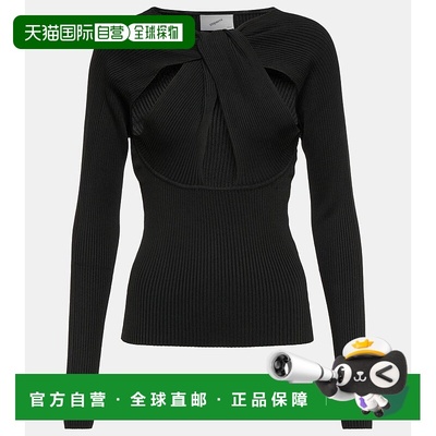 1h可退 香港直邮Coperni 女士 剪口罗纹针织毛衣 black黑色 舒适