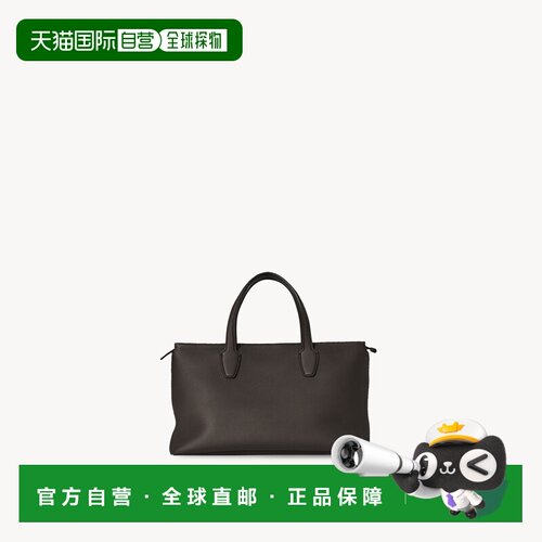 自营欧洲直邮THE ROW Marcel女士小牛皮纹理手提包斜挎包深棕色