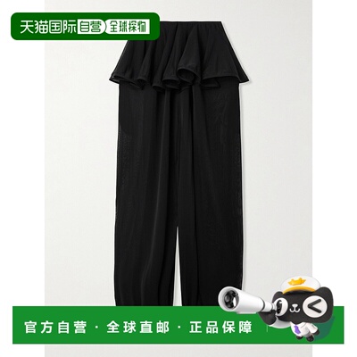 1h可退 香港直邮Alaia 女士 褶裥乔其纱收腰锥形长裤 AA9P1174K05