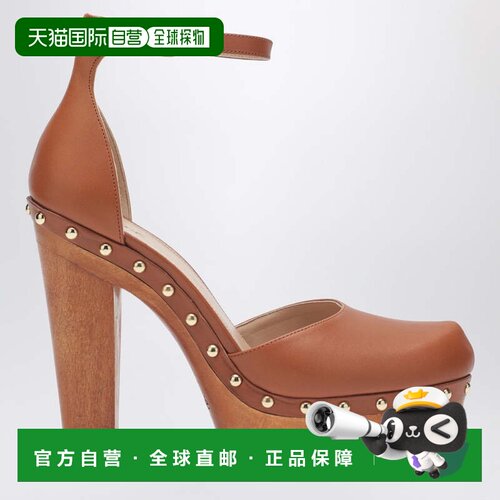 1h可退 香港直邮Chloe 蔻依 女士 棕色防水台铆钉浅口鞋 CH26S17N
