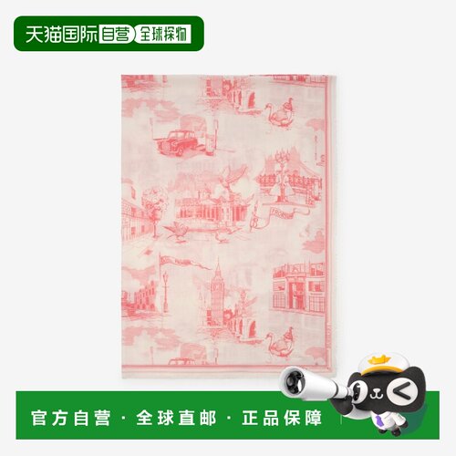 自营欧洲直邮Burberry博柏利 London Landmarks女士粉色羊毛真丝