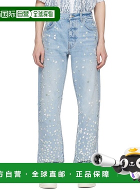 1h可退 香港直邮AMIRI 男士 蓝色 Floral 牛仔裤 AMDNGH1012