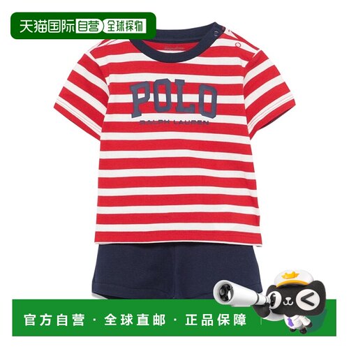香港直邮Polo Ralph Lauren 条纹T 恤和抽绳短裤套装 320958597
