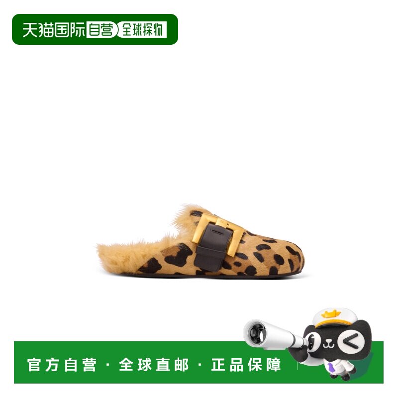 香港直邮Balmain Anthem 豹纹穆勒鞋一脚蹬女鞋 FN1UR139LONY