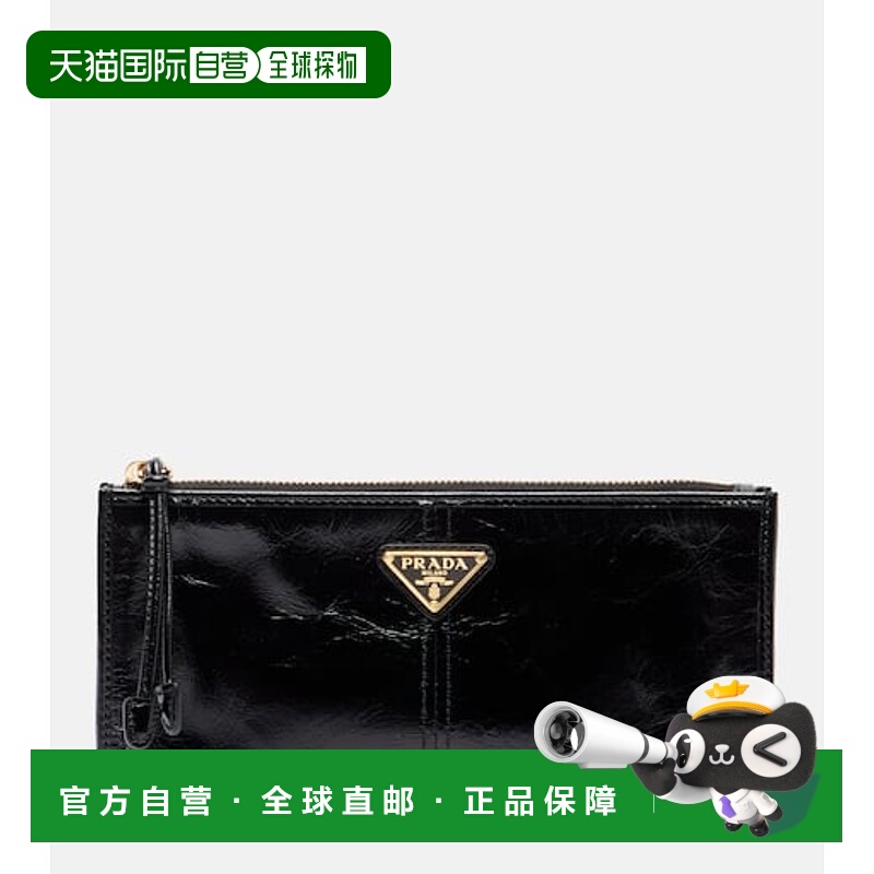 1h可退 香港直邮Prada 普拉达 女士 徽标皮革手包 black黑色 舒适